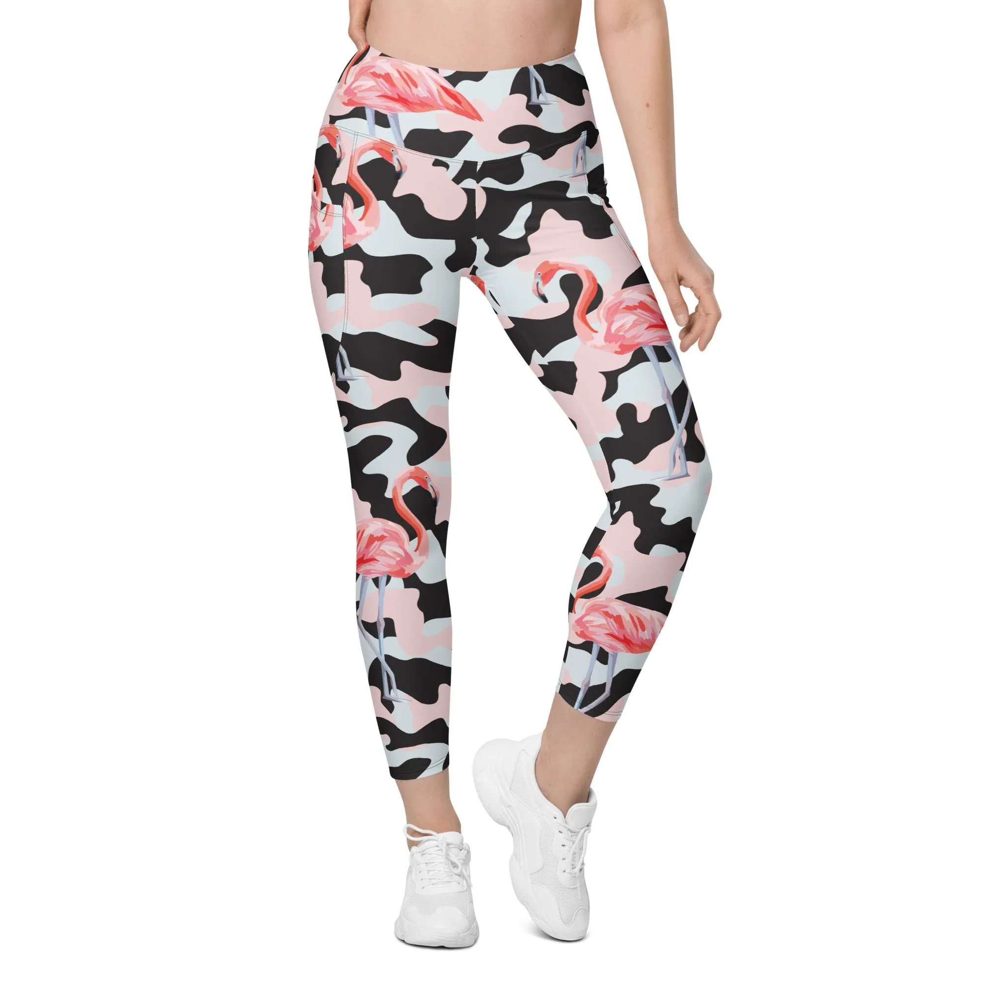 Pink Flamingo Camo Leggings With Pockets