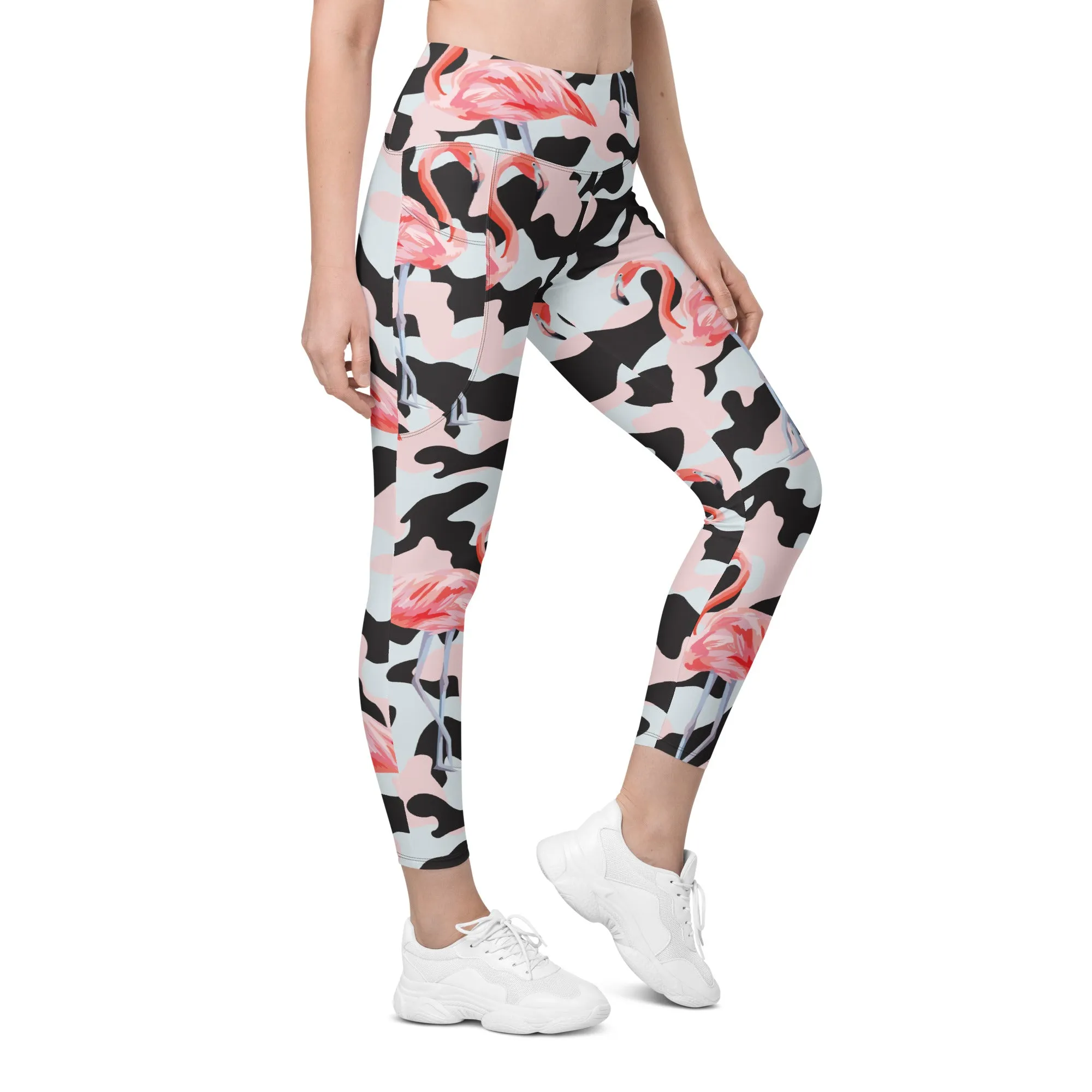 Pink Flamingo Camo Leggings With Pockets