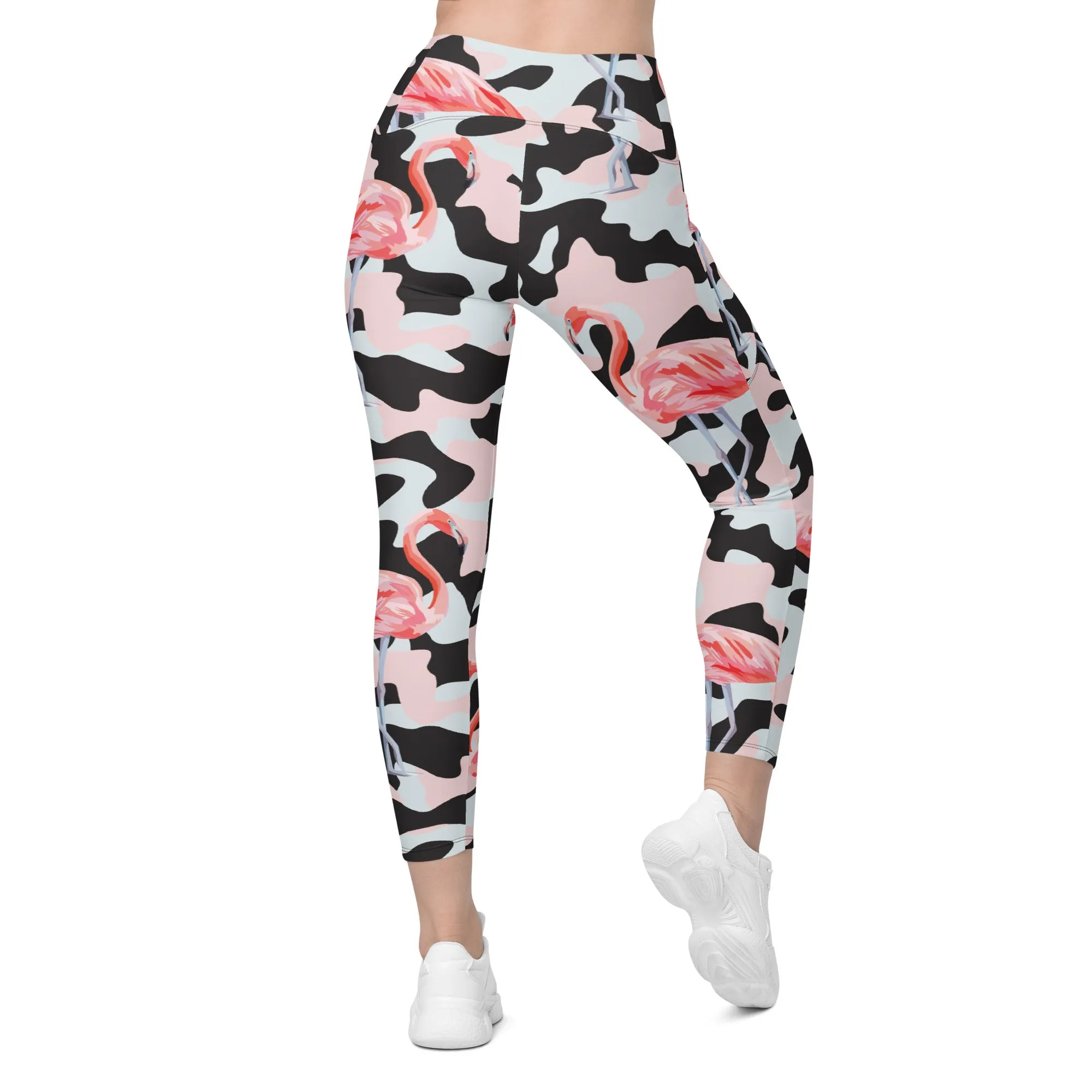 Pink Flamingo Camo Leggings With Pockets