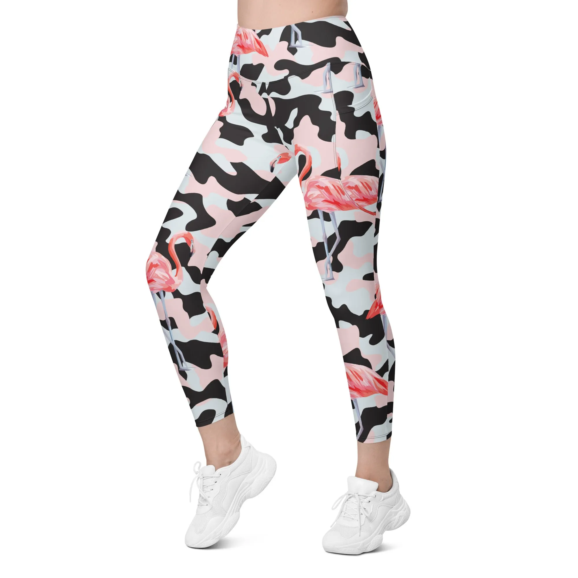 Pink Flamingo Camo Leggings With Pockets