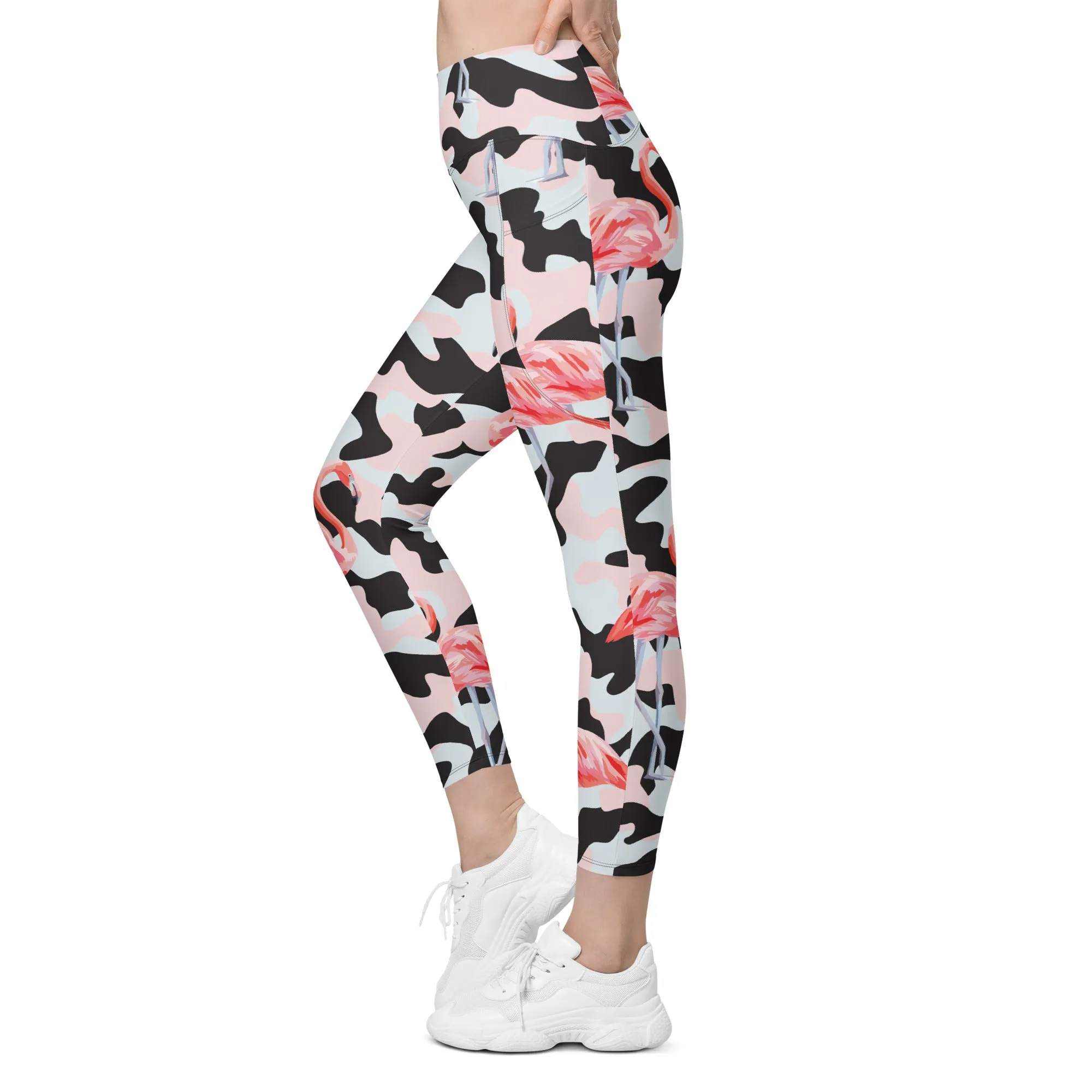 Pink Flamingo Camo Leggings With Pockets