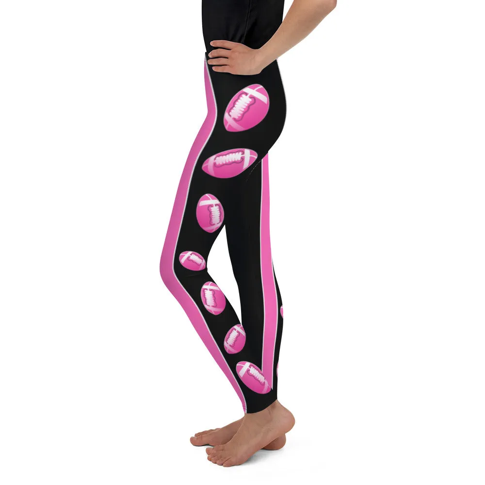 Pink Football Youth Leggings