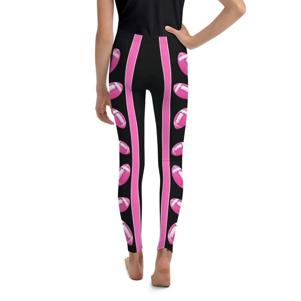 Pink Football Youth Leggings