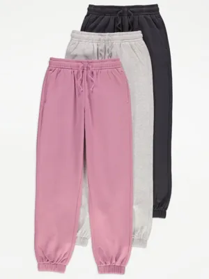 Plain Cuffed Joggers 3 Pack | Kids | George at ASDA