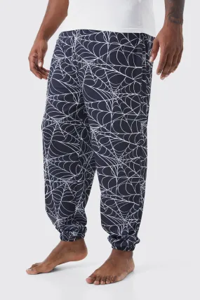 Plus Halloween Spider Web Print Lounge Joggers