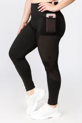 Plus Size Jersey Mesh Panel Active Leggings