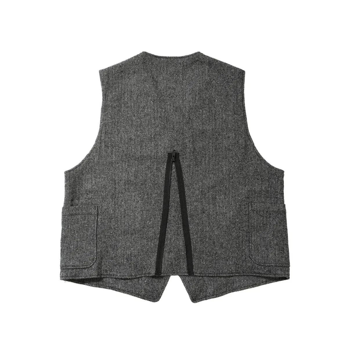 Poly Wool Herringbone ODD Vest - Grey