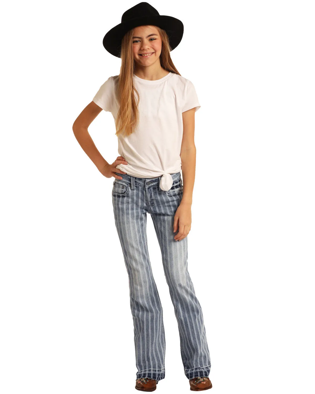 Product Name:  Rock & Roll Denim Girls' Striped Trouser Jeans