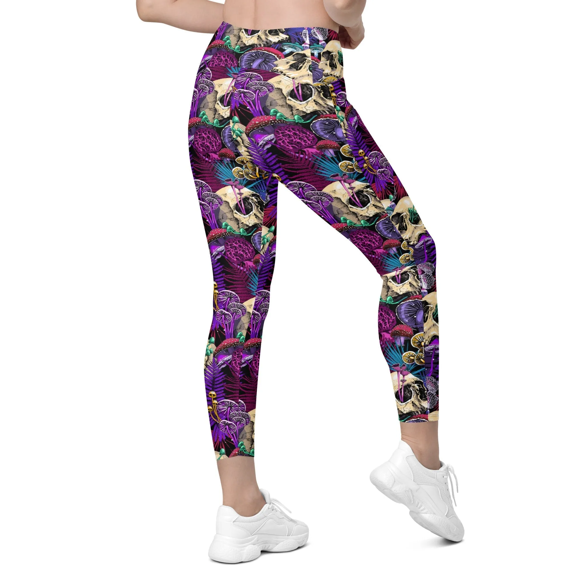 Psychedelic Skulls Leggings With Pockets