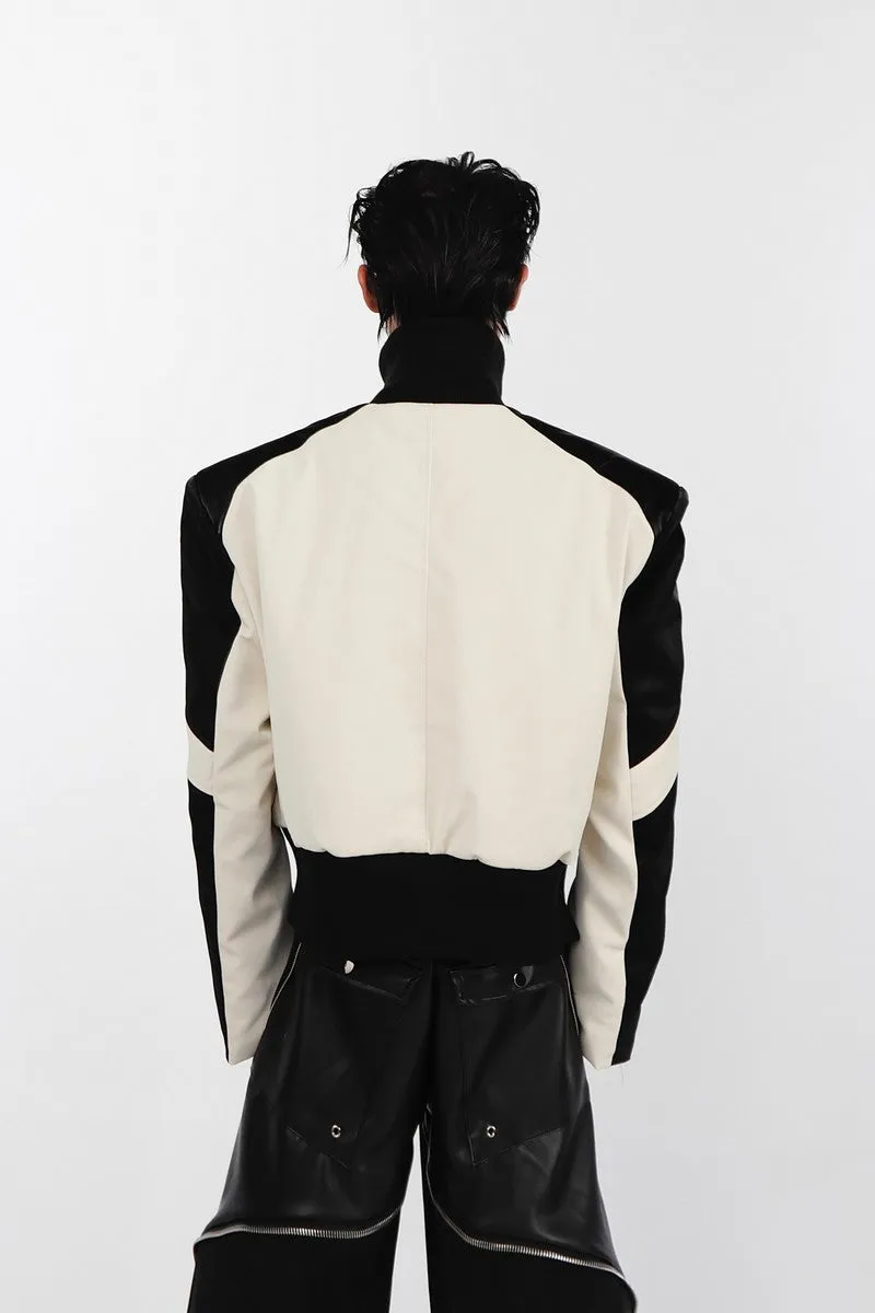 PU Leather Stitched Moto Jacket