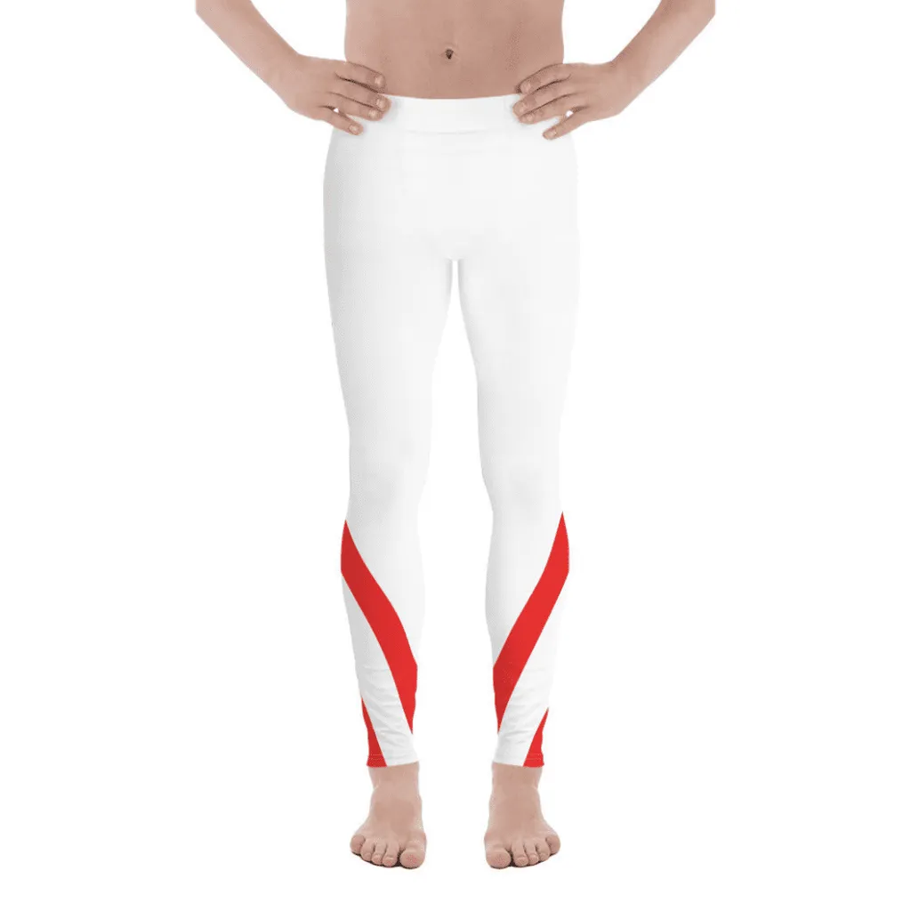 Red and White Heart Shaped Men's Leggings