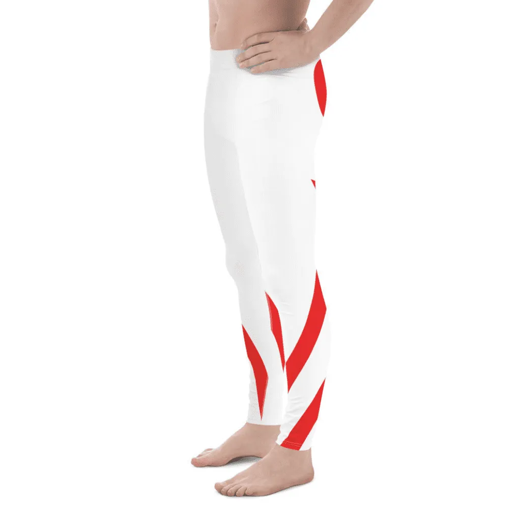 Red and White Heart Shaped Men's Leggings