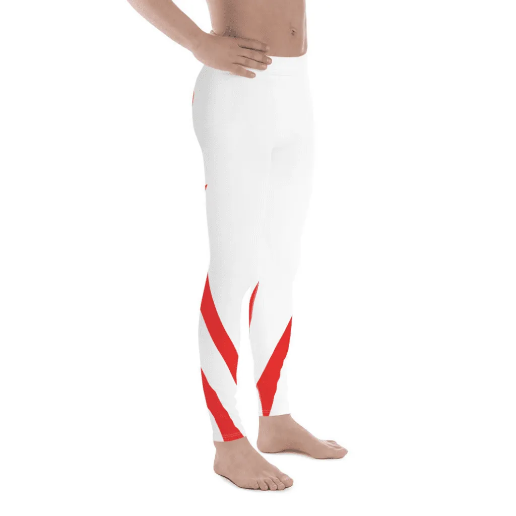 Red and White Heart Shaped Men's Leggings