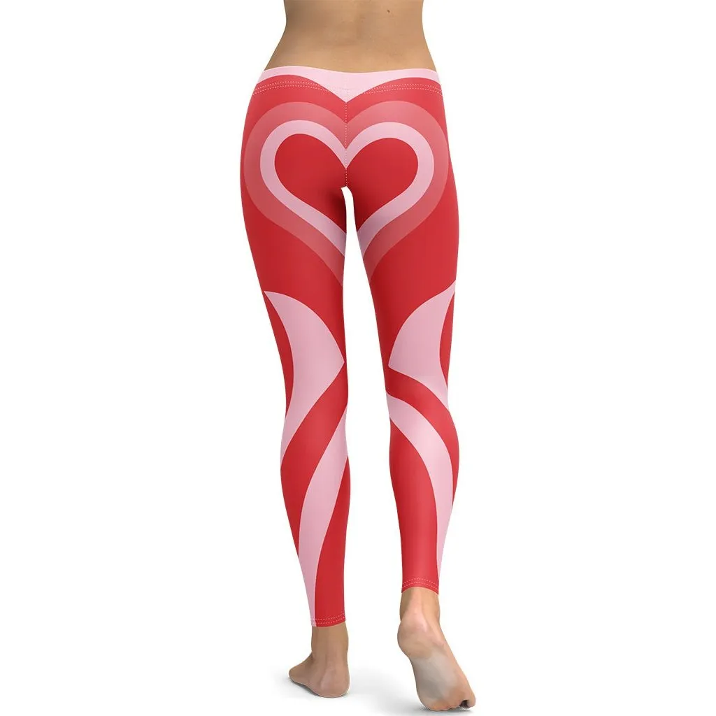 Red Heart Shaped Tunnel Leggings