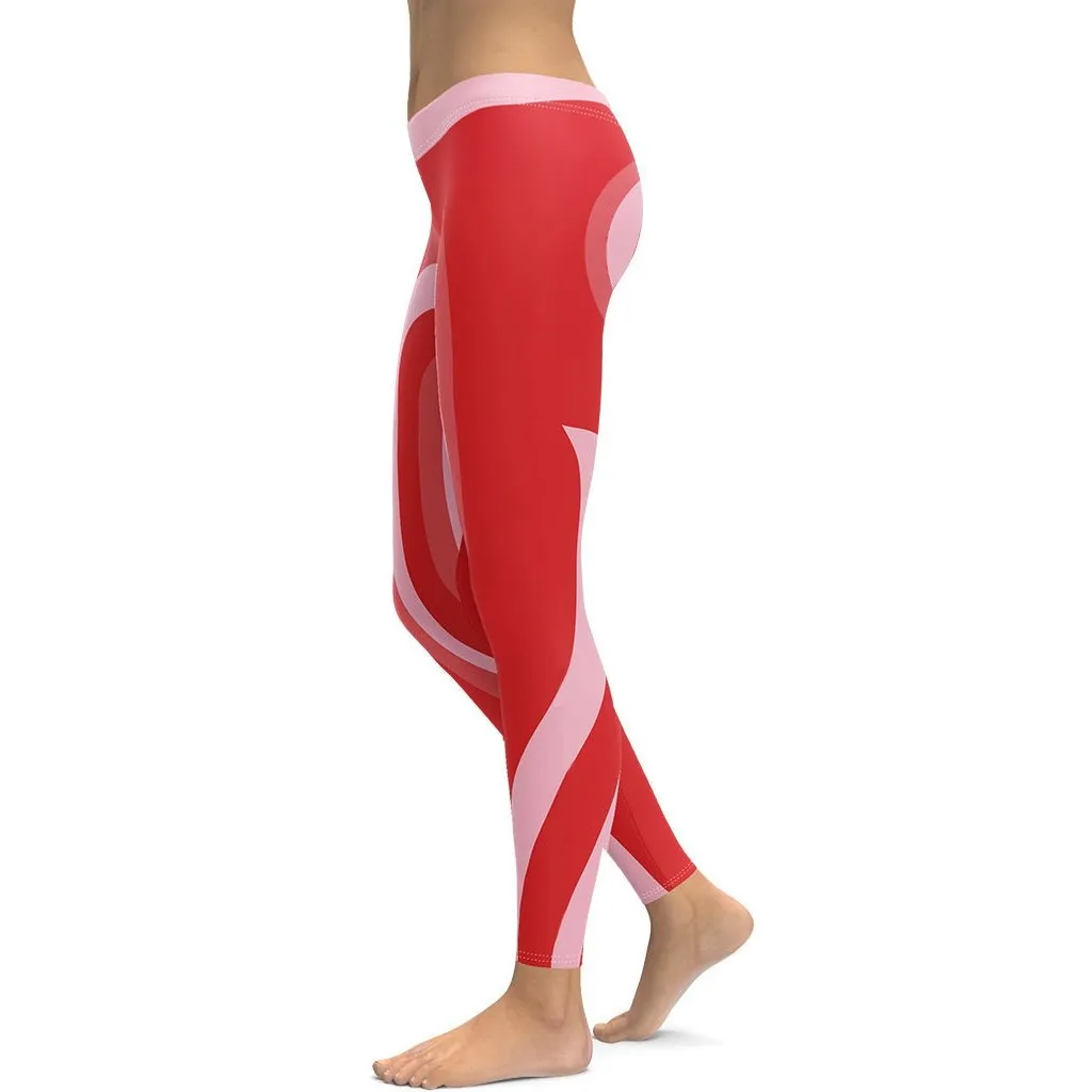 Red Heart Shaped Tunnel Leggings