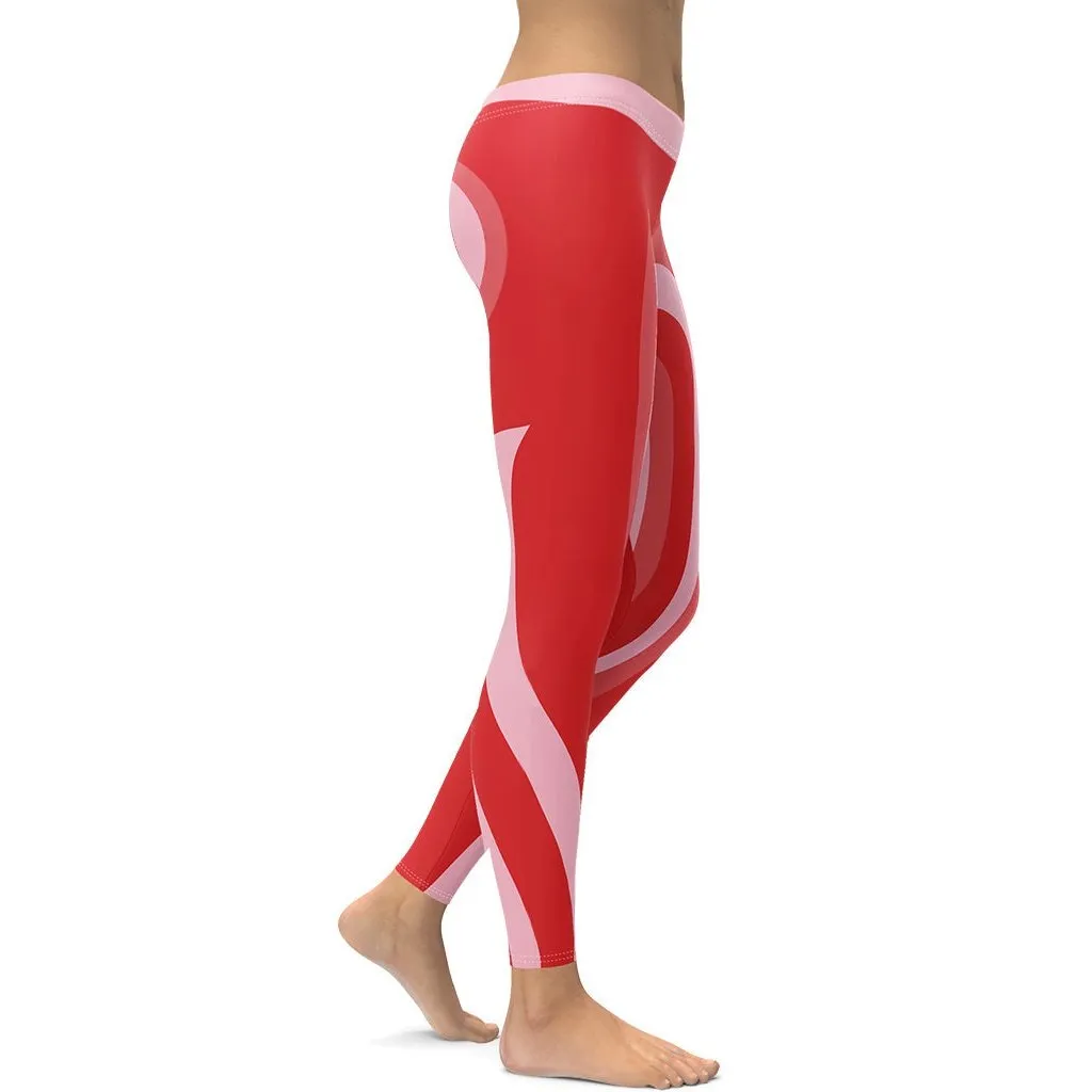 Red Heart Shaped Tunnel Leggings