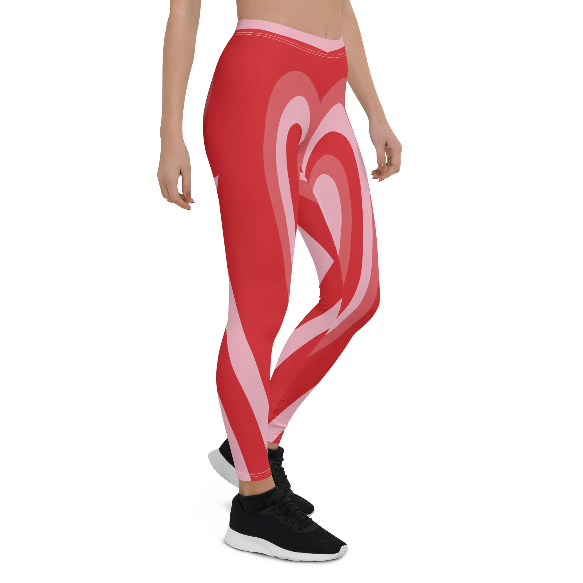 Red Heart Shaped Tunnel Leggings