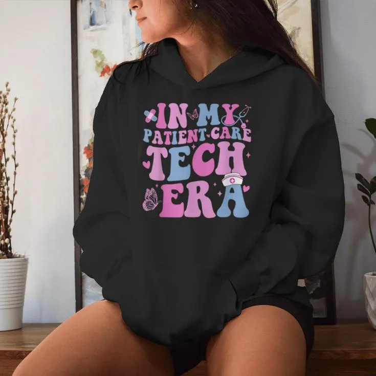 Retro Groovy In My Patient Care Technician Era Pct Nurse Cna Women Hoodie