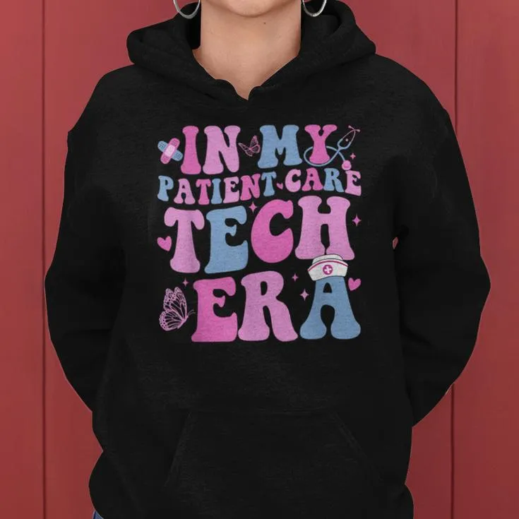 Retro Groovy In My Patient Care Technician Era Pct Nurse Cna Women Hoodie