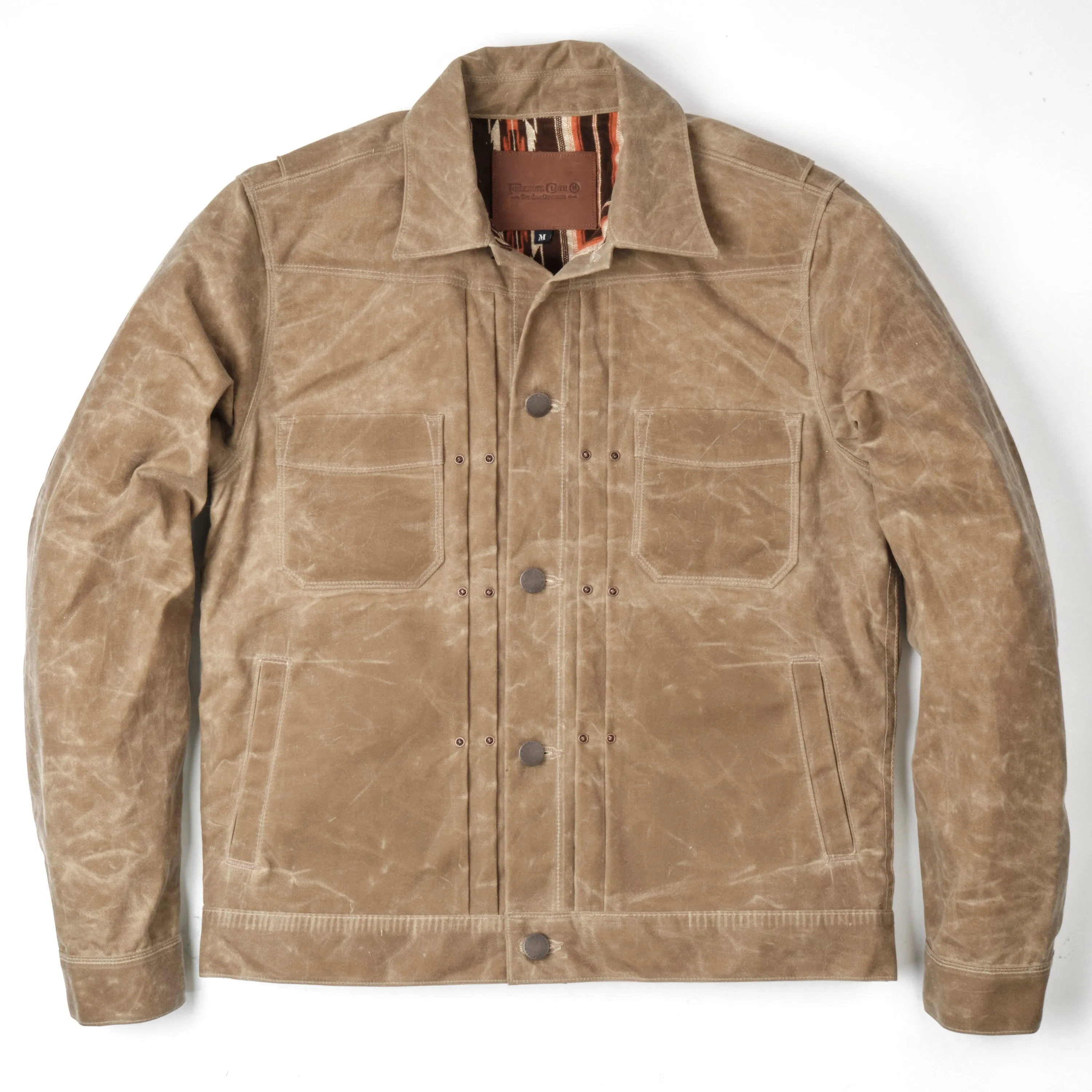 Riders Jacket Waxed Canvas Tobacco Brown Interior