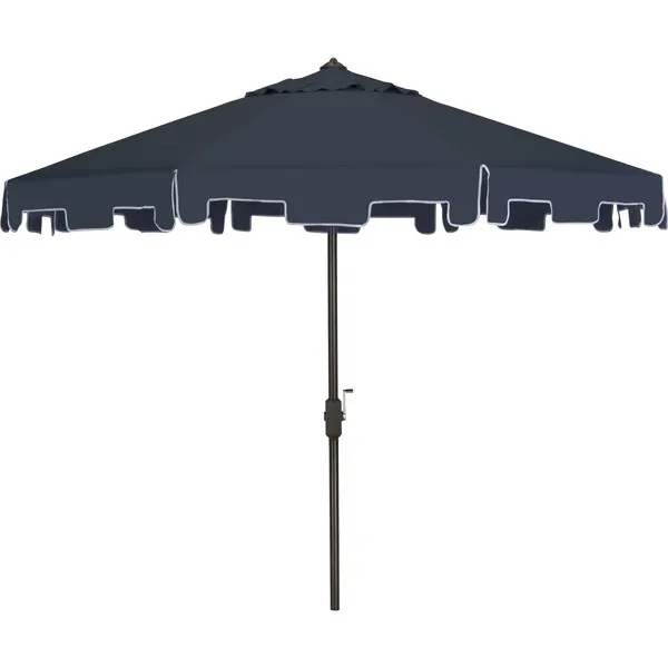 Safavieh UV-Resistant Zimmerman 9' Crank Push-Button Tilt Umbrella, Navy