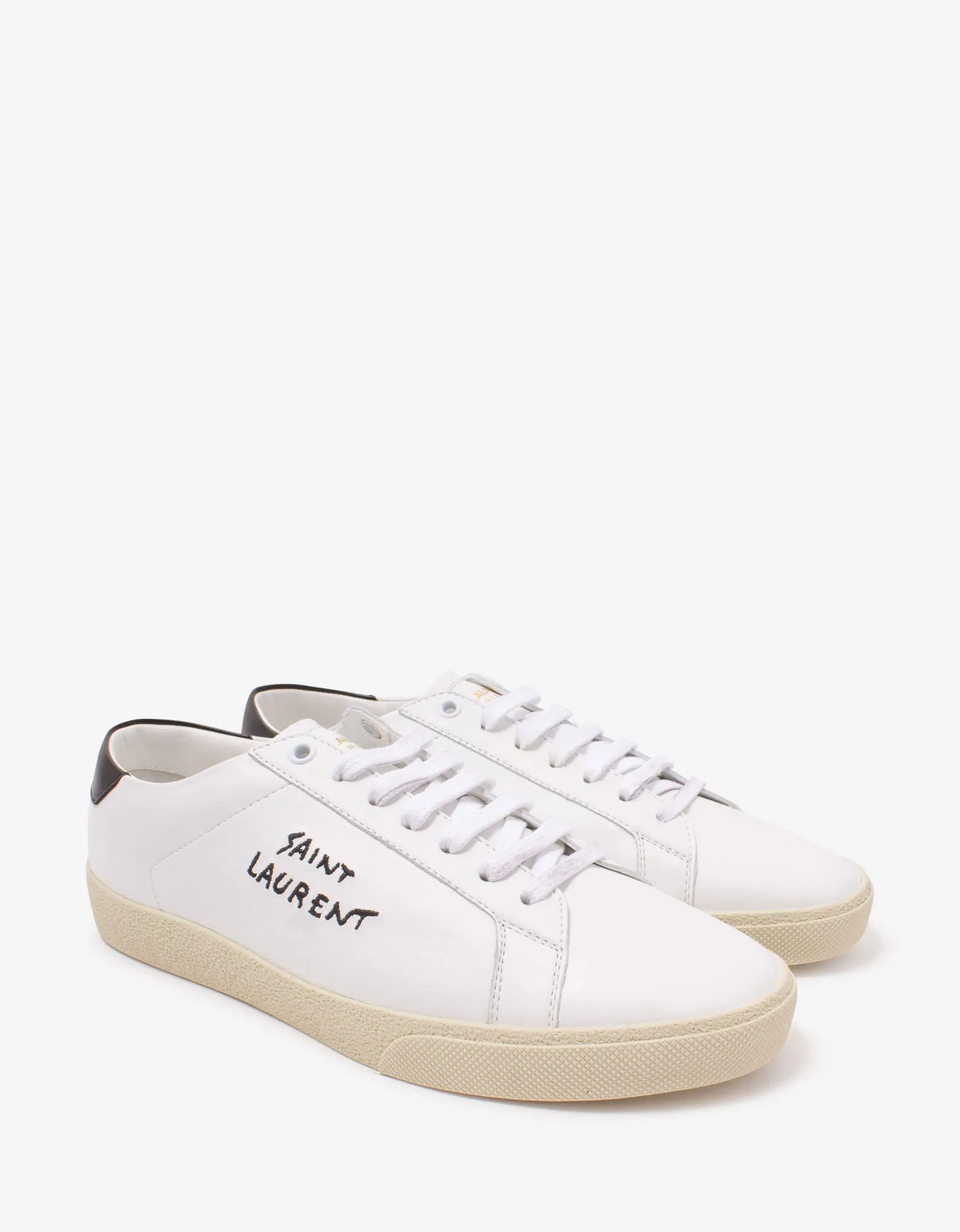 Saint Laurent Court Classic SL/06 White Embroidered Trainers