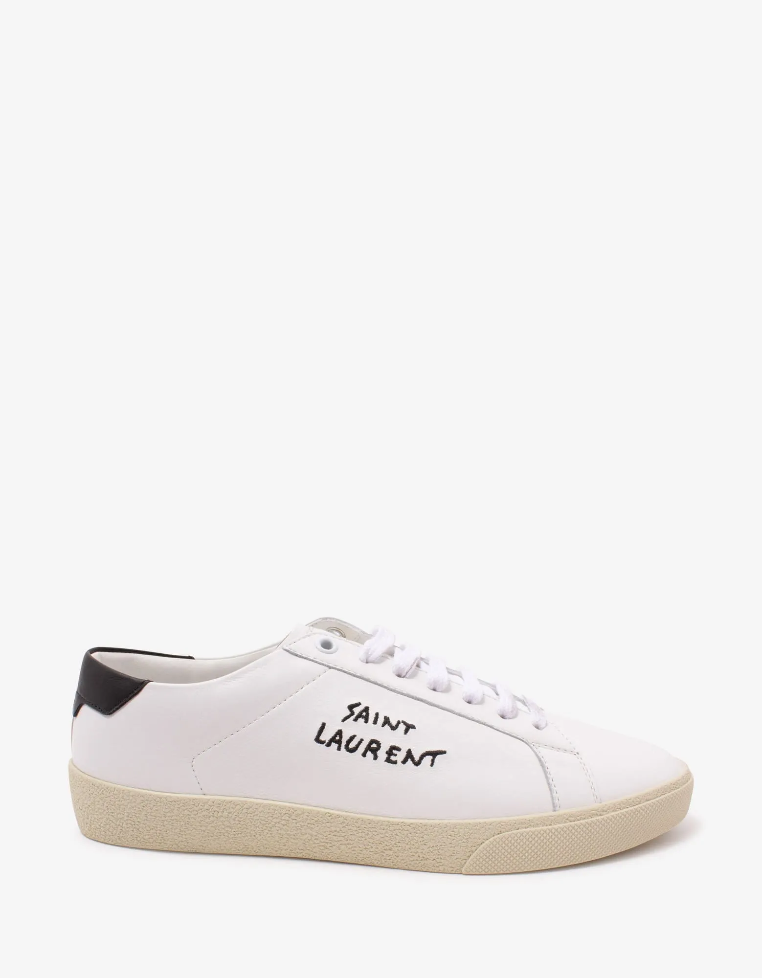 Saint Laurent Court Classic SL/06 White Embroidered Trainers