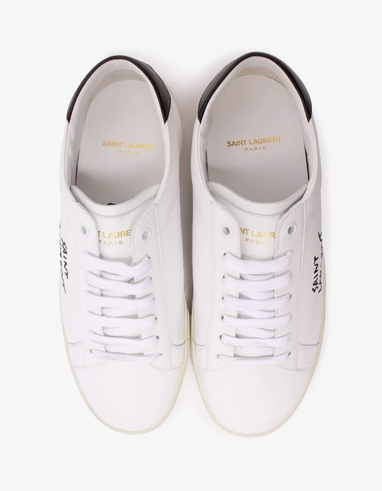 Saint Laurent Court Classic SL/06 White Embroidered Trainers