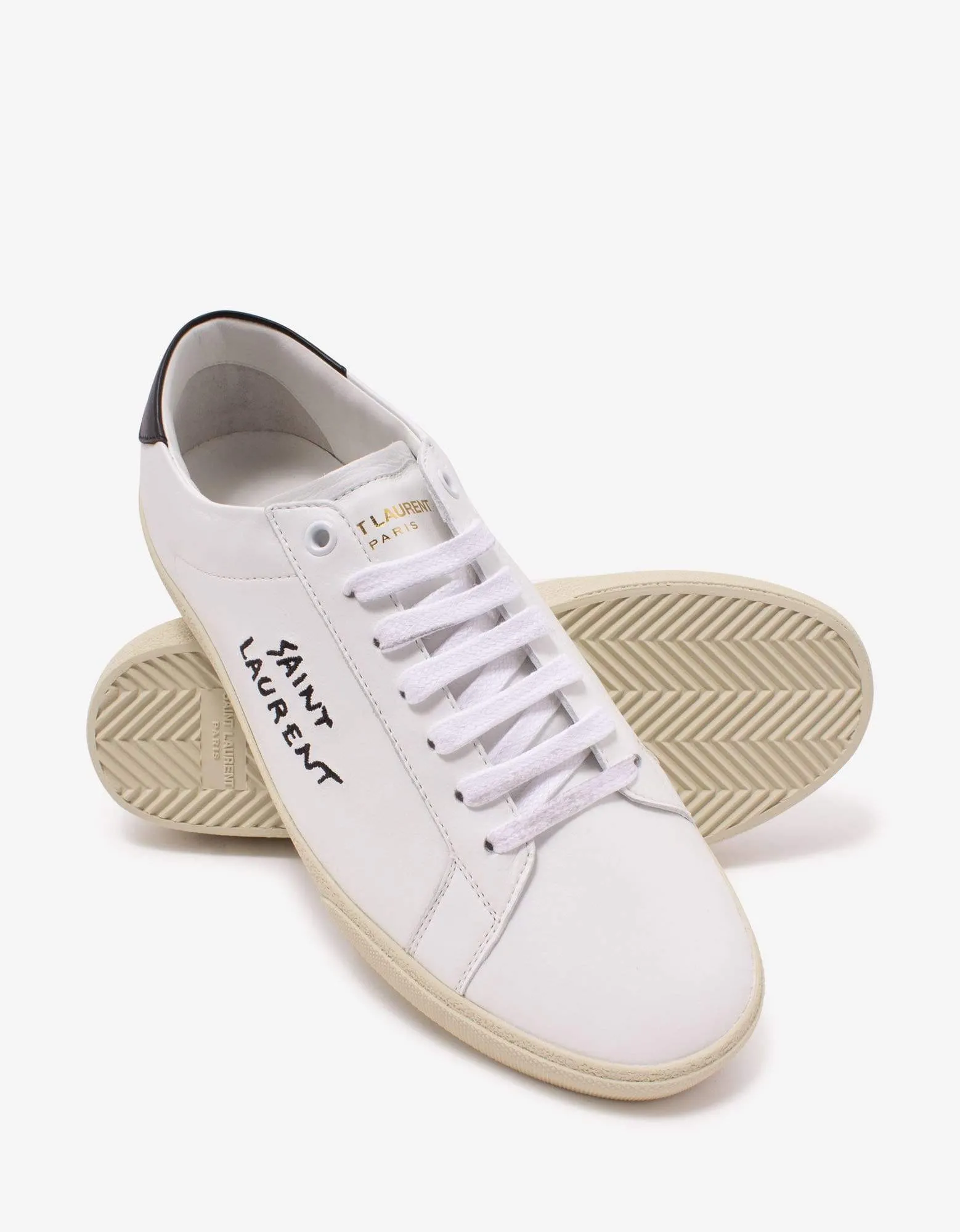 Saint Laurent Court Classic SL/06 White Embroidered Trainers