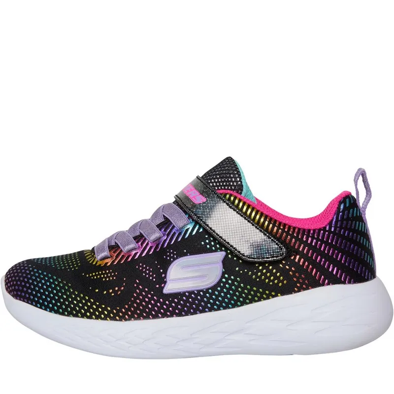 SKECHERS Junior Girls Go Run 500 Shimmer Speeder Trainers Black/Multi