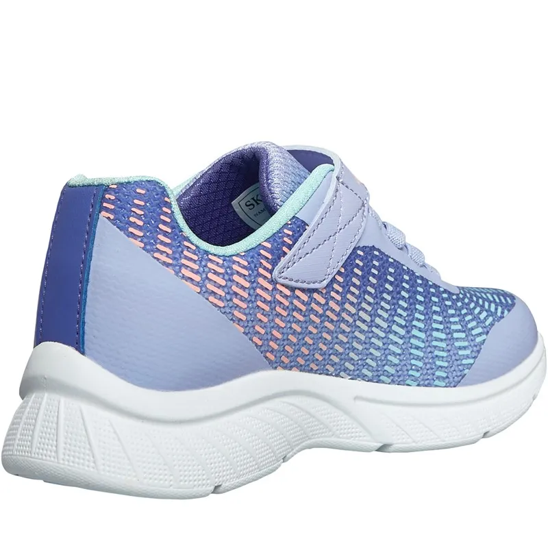 SKECHERS Junior Girls Microspec Plus Disco Dreaming Trainers Lavender/Metallic