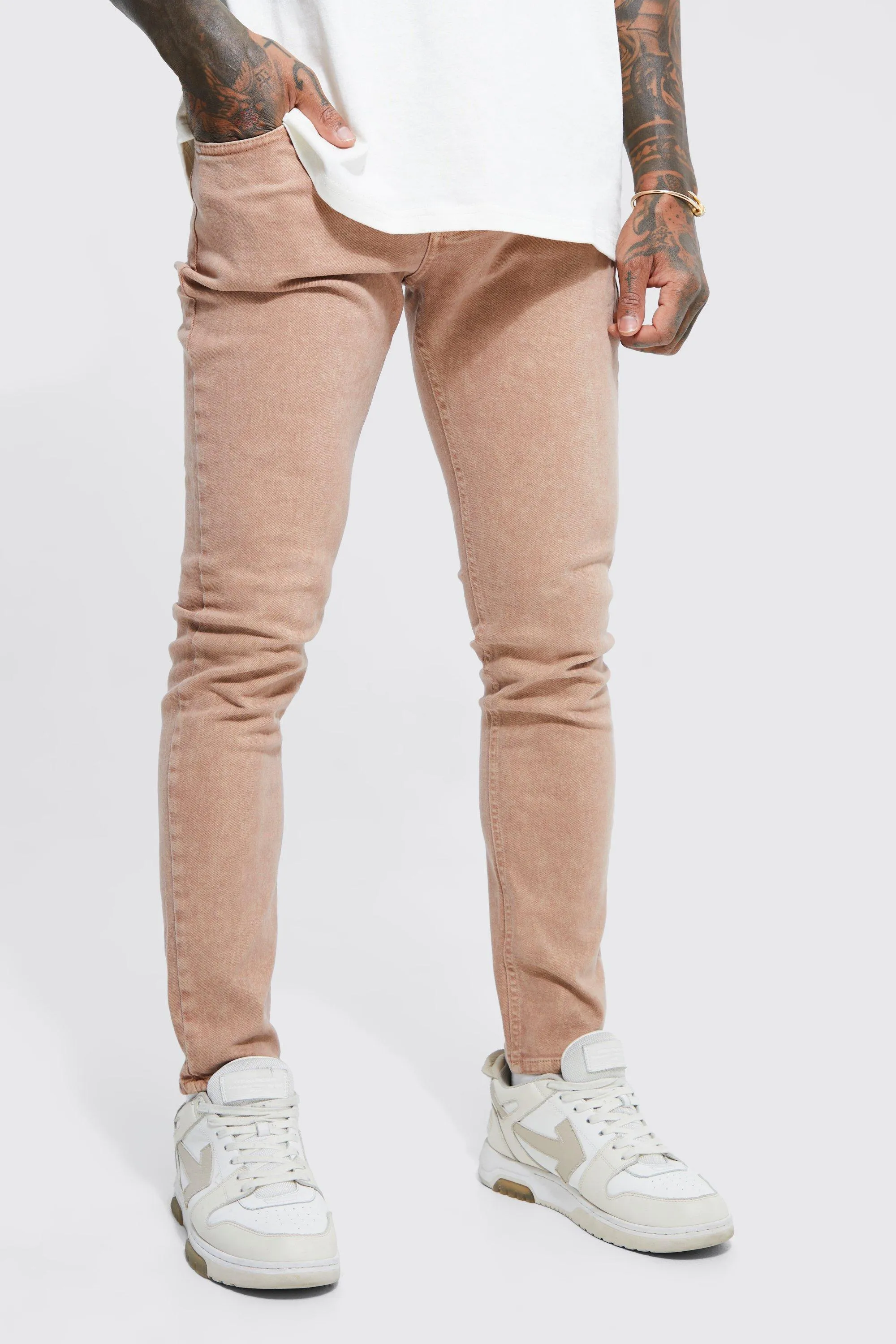 Skinny Stretch Overdyed Stone Wash Jeans