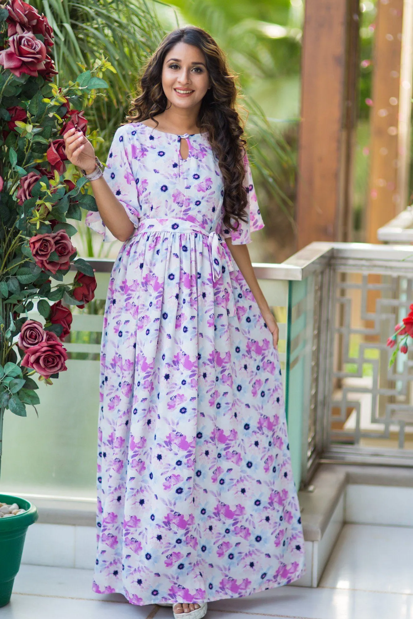 Spring Floral Luxe Maternity Maxi Dress