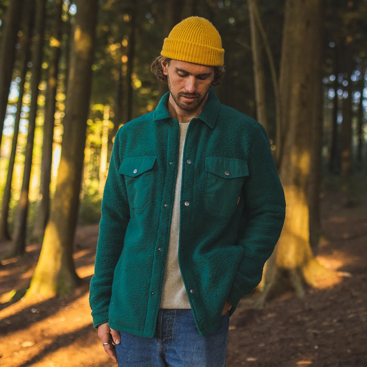 Spruce Recycled Sherpa Fleece Shirt - Storm Green