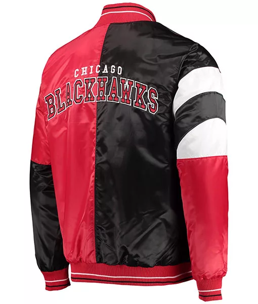 Starter Chicago Blackhawks Red and Black Varsity Jacket | TLC