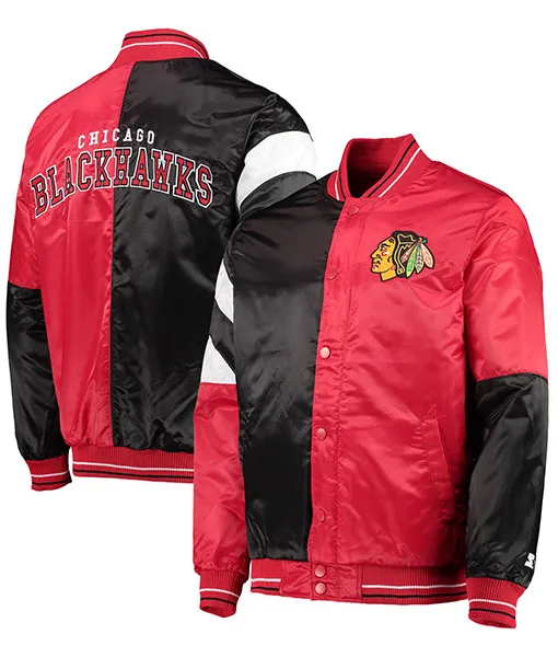 Starter Chicago Blackhawks Red and Black Varsity Jacket | TLC