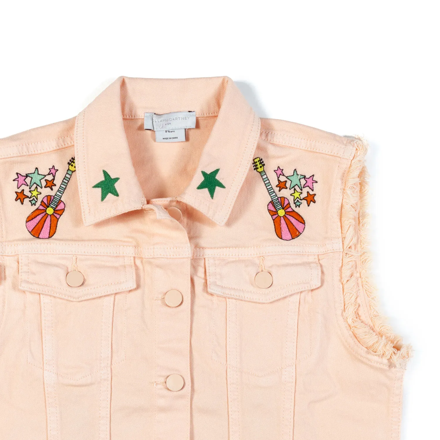 Stella Mccartney Pink Denim Vest With Embroideries