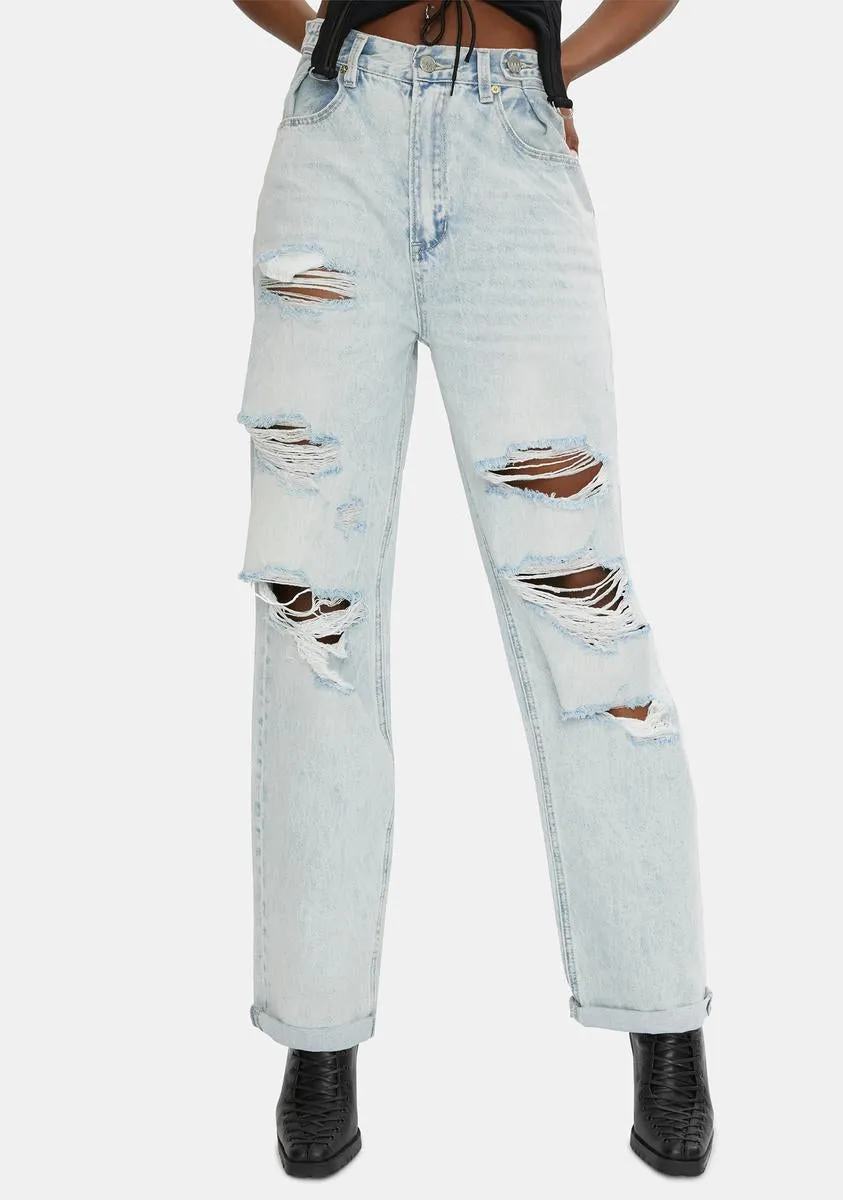 Stone Raider Super Trash Hi And Loose Distressed Denim Jeans-