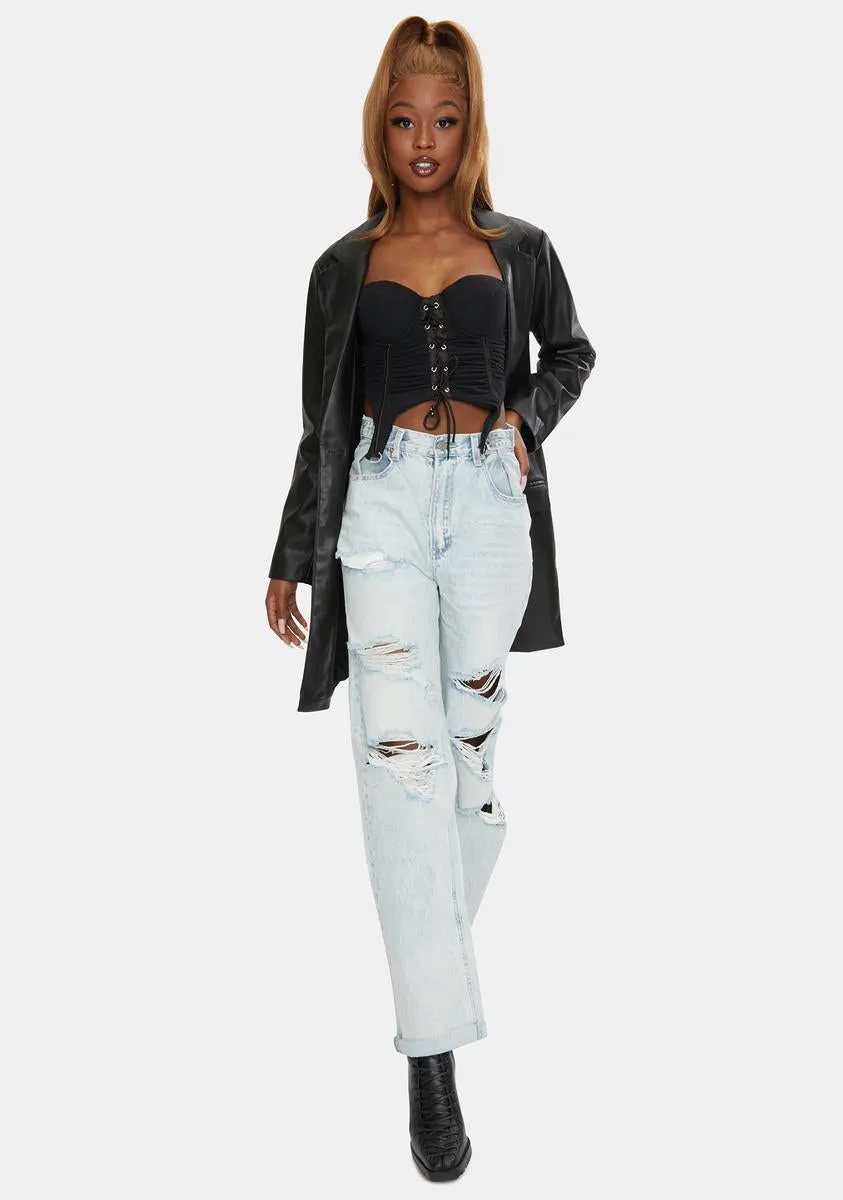 Stone Raider Super Trash Hi And Loose Distressed Denim Jeans-