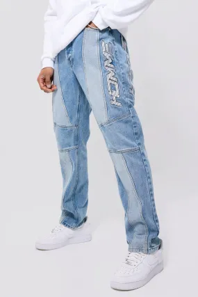 Straight Leg Moto Colourblock Jeans