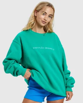 Subtitled Origin Oversized Fleece Crew Jumper Green