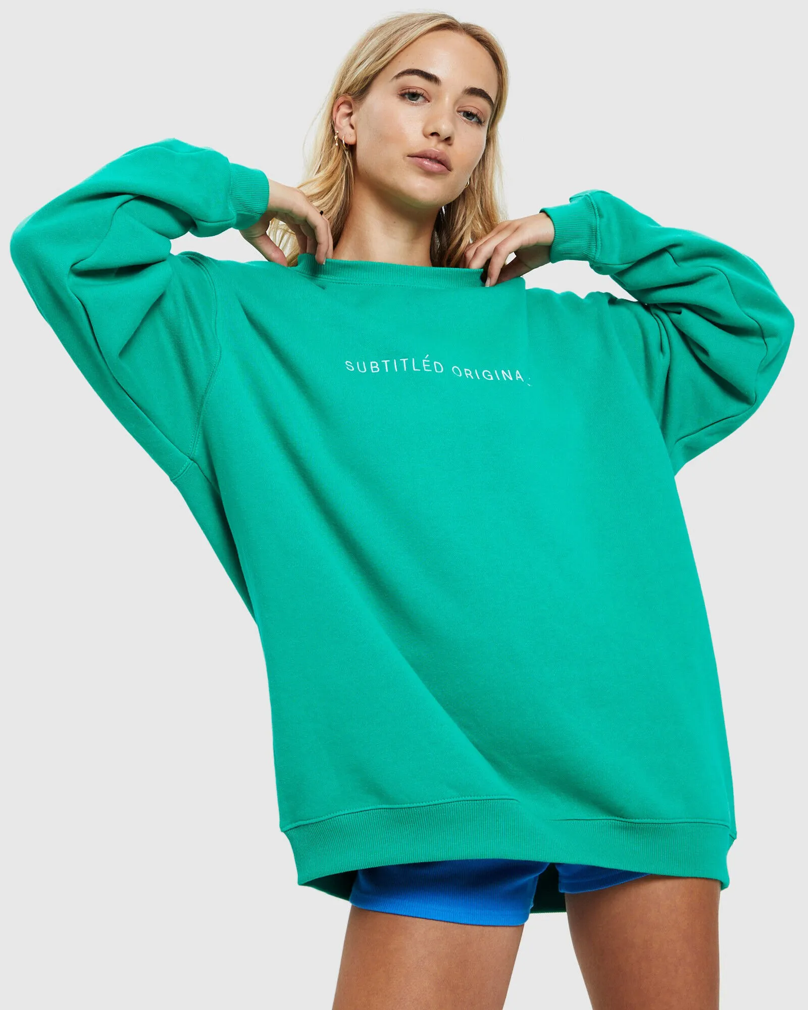 Subtitled Origin Oversized Fleece Crew Jumper Green