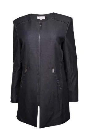 Tahari - Black Chambray Zipper Front Jacket Sz 12P