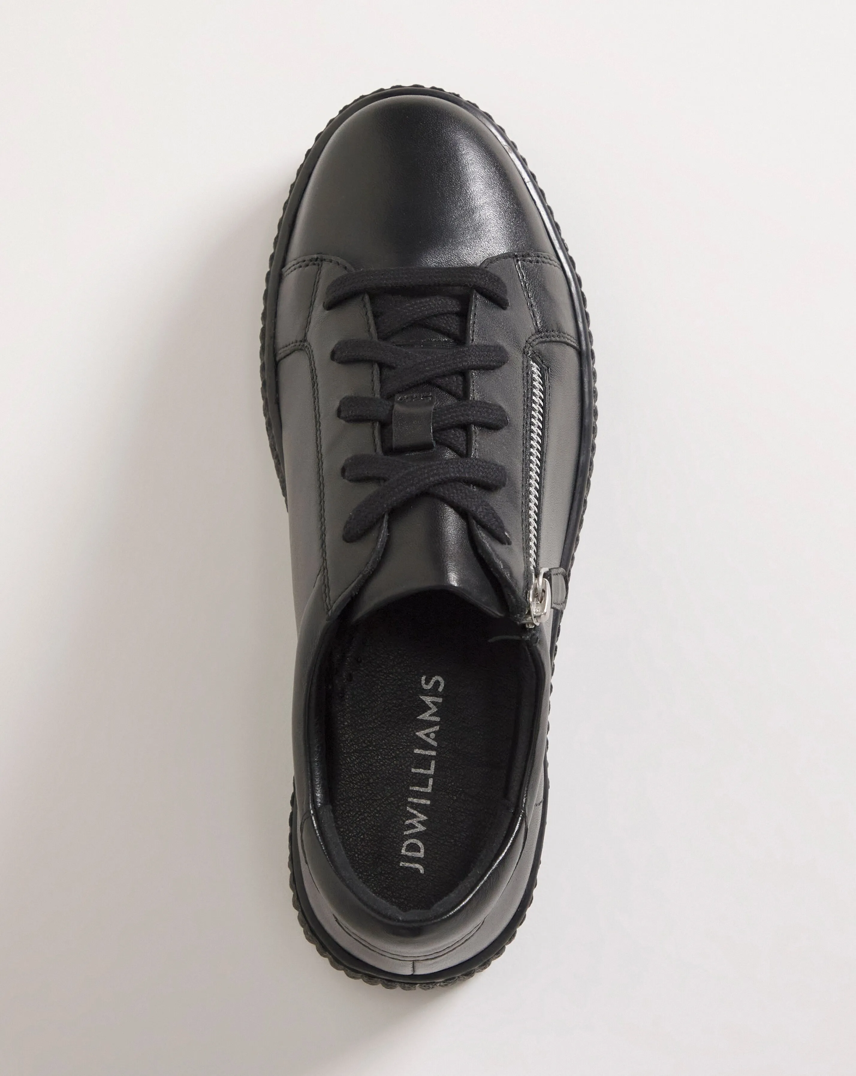 Talulah Leather Side Zip Trainers Wide E Fit | Simply Be