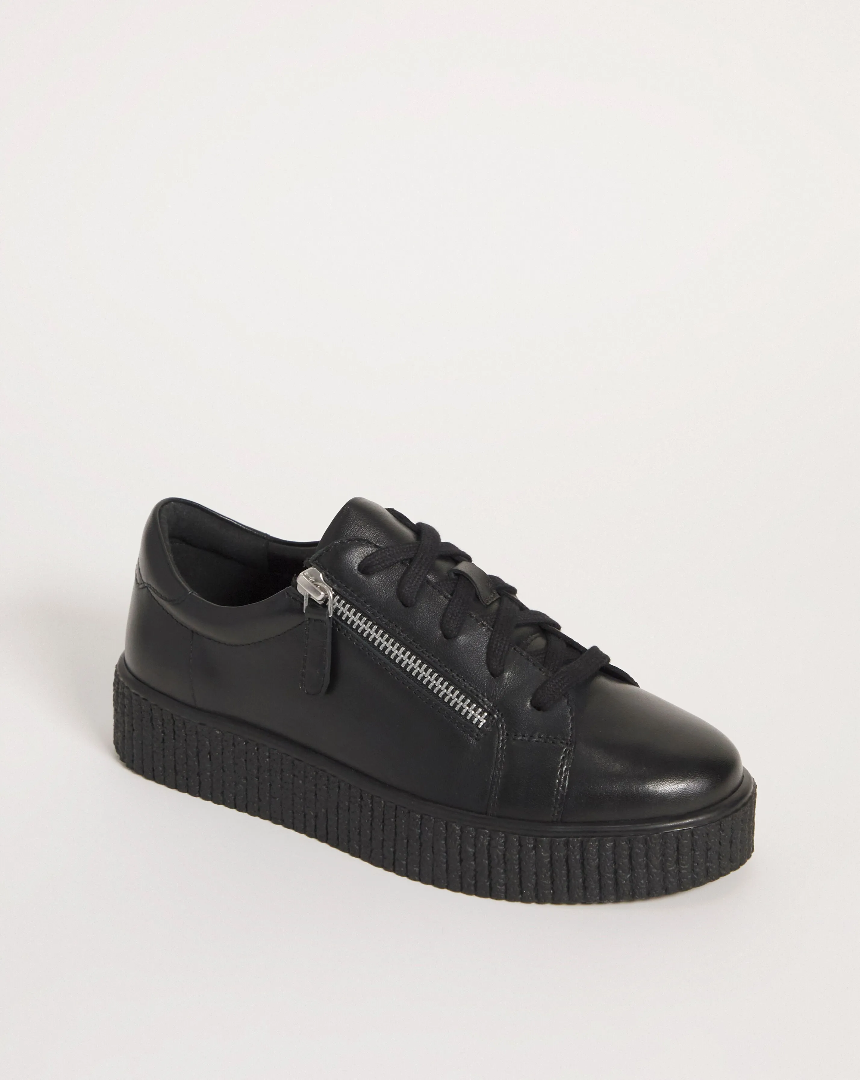 Talulah Leather Side Zip Trainers Wide E Fit | Simply Be