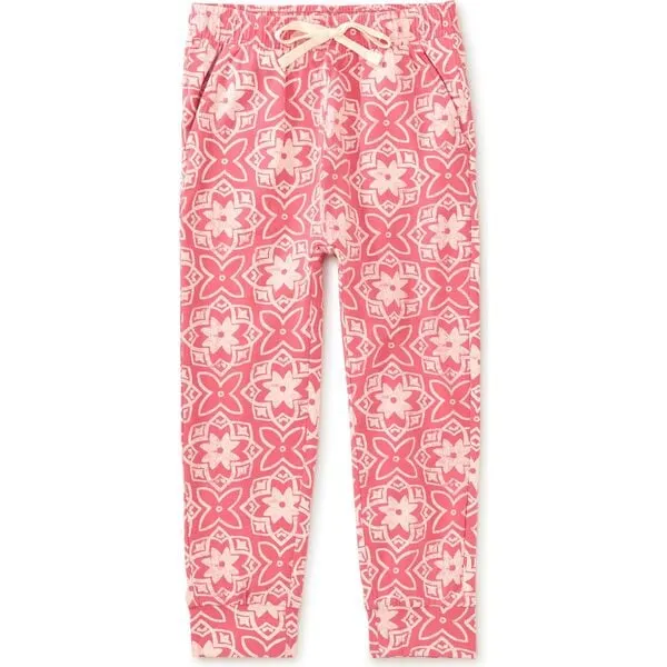 Tea Collection Printed Stretchy Everyday Joggers, Geometric Floral Tile