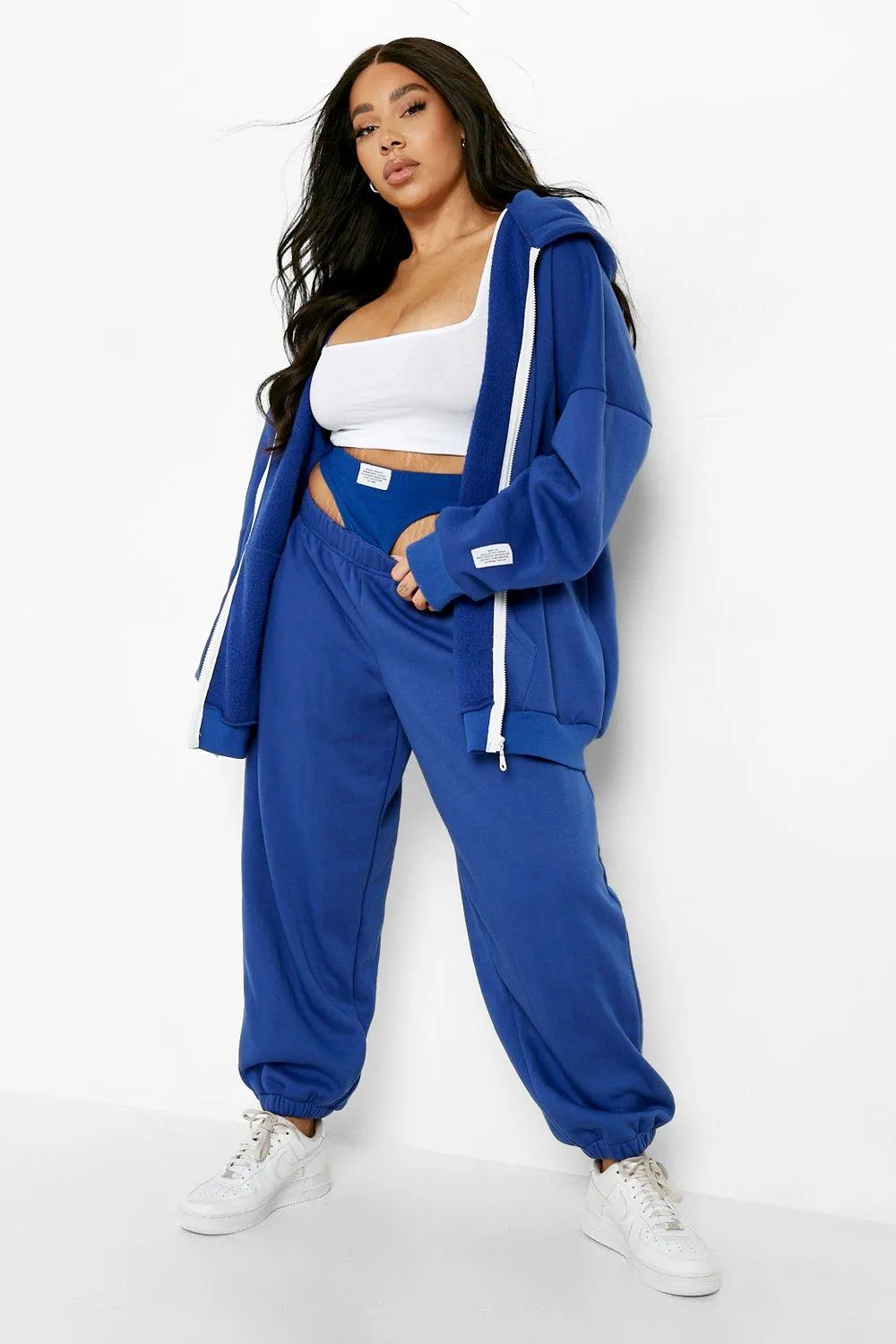 Tessa Brooks Plus Double Layer Branded Oversized Joggers