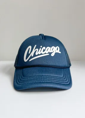 Toddler Chicago Script Trucker Hat - Navy