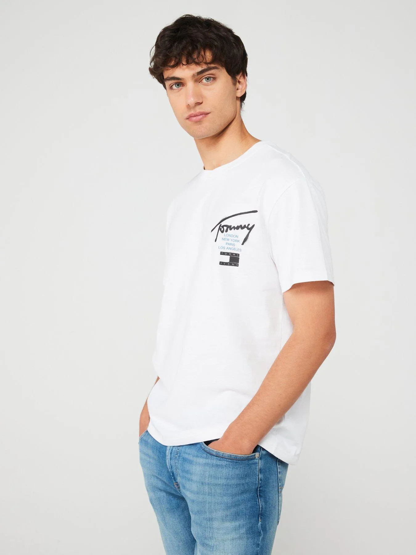 Tommy Jeans Regular Fit Graffiti Backprint Signature T-Shirt - White