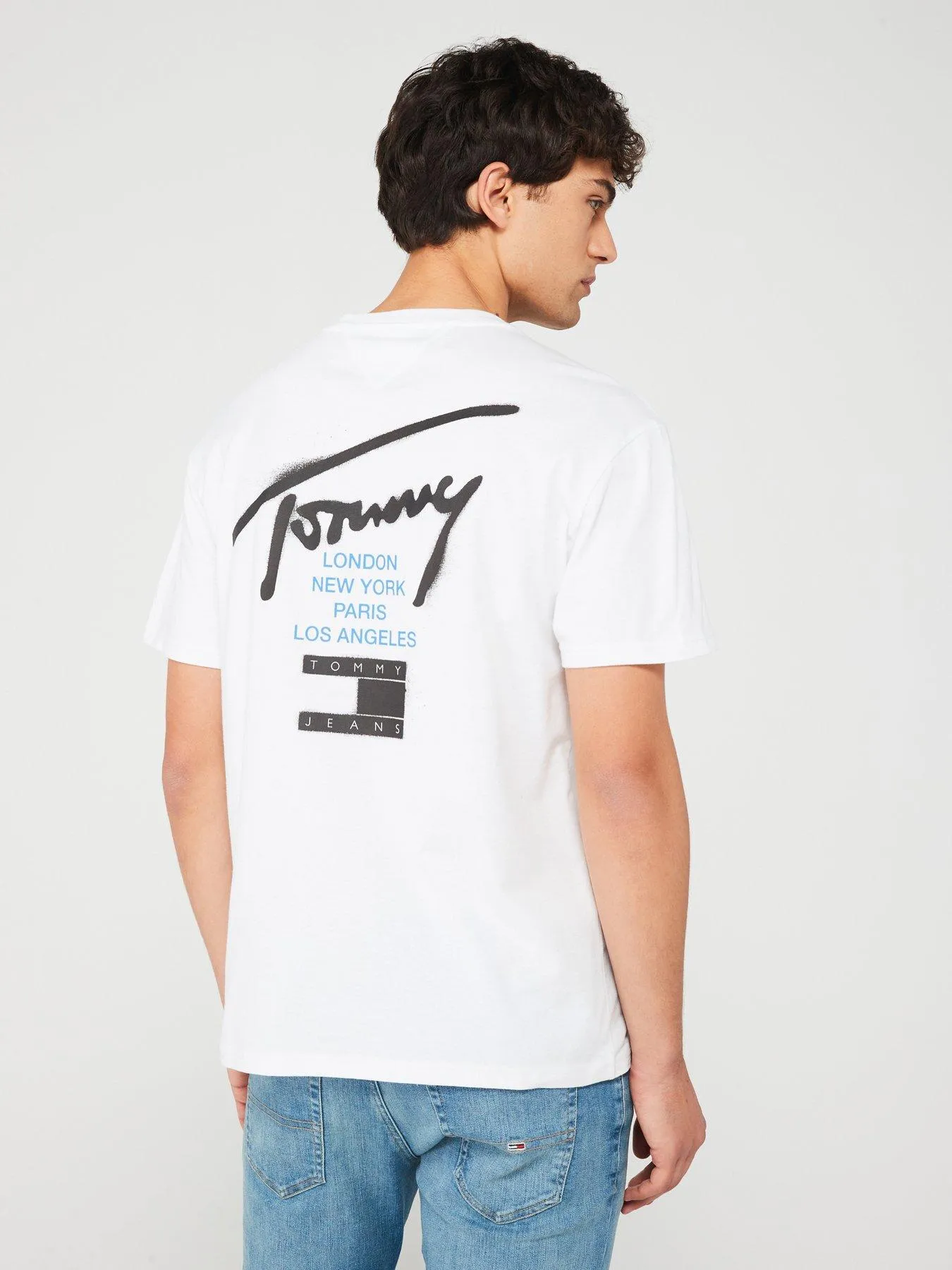 Tommy Jeans Regular Fit Graffiti Backprint Signature T-Shirt - White